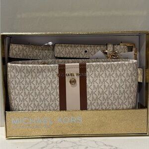 Michael Kors Cream and Brown Belt Bag